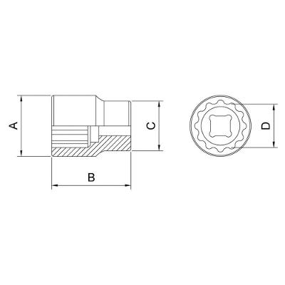 Soquete Estriado Em Aço Cromo Vanádio 33 Mm - Encaixe 1/2" Tramontina Pro Tramontina
