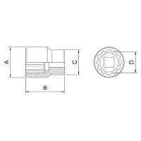 Soquete Estriado Em Aço Cromo Vanádio 33 Mm - Encaixe 1/2" Tramontina Pro Tramontina - 2