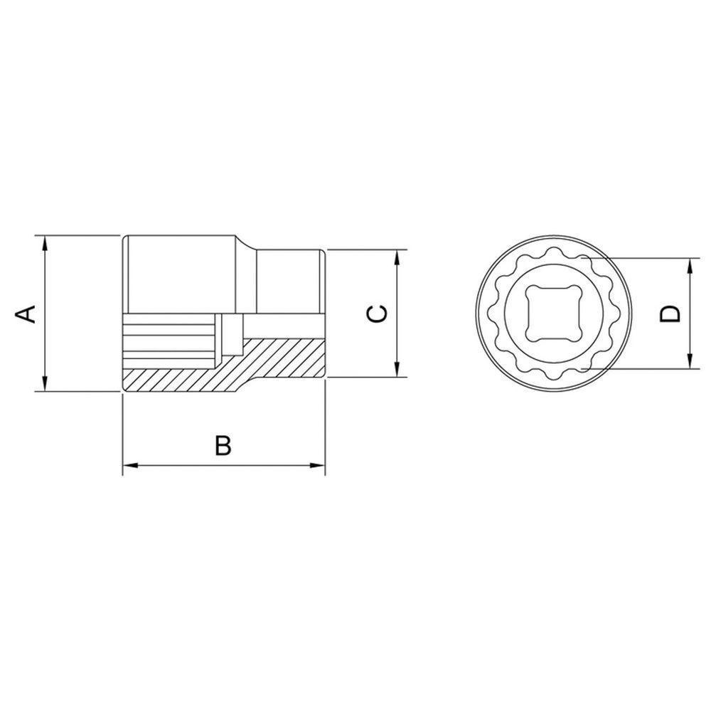 Soquete Estriado Em Aço Cromo Vanádio 34 Mm - Encaixe 3/4" Tramontina - 2