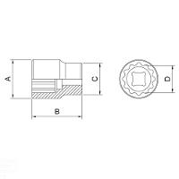 Soquete Estriado Em Aço Cromo Vanádio 32 Mm - Encaixe 1/2" Tramontina Pro Tramontina - 2