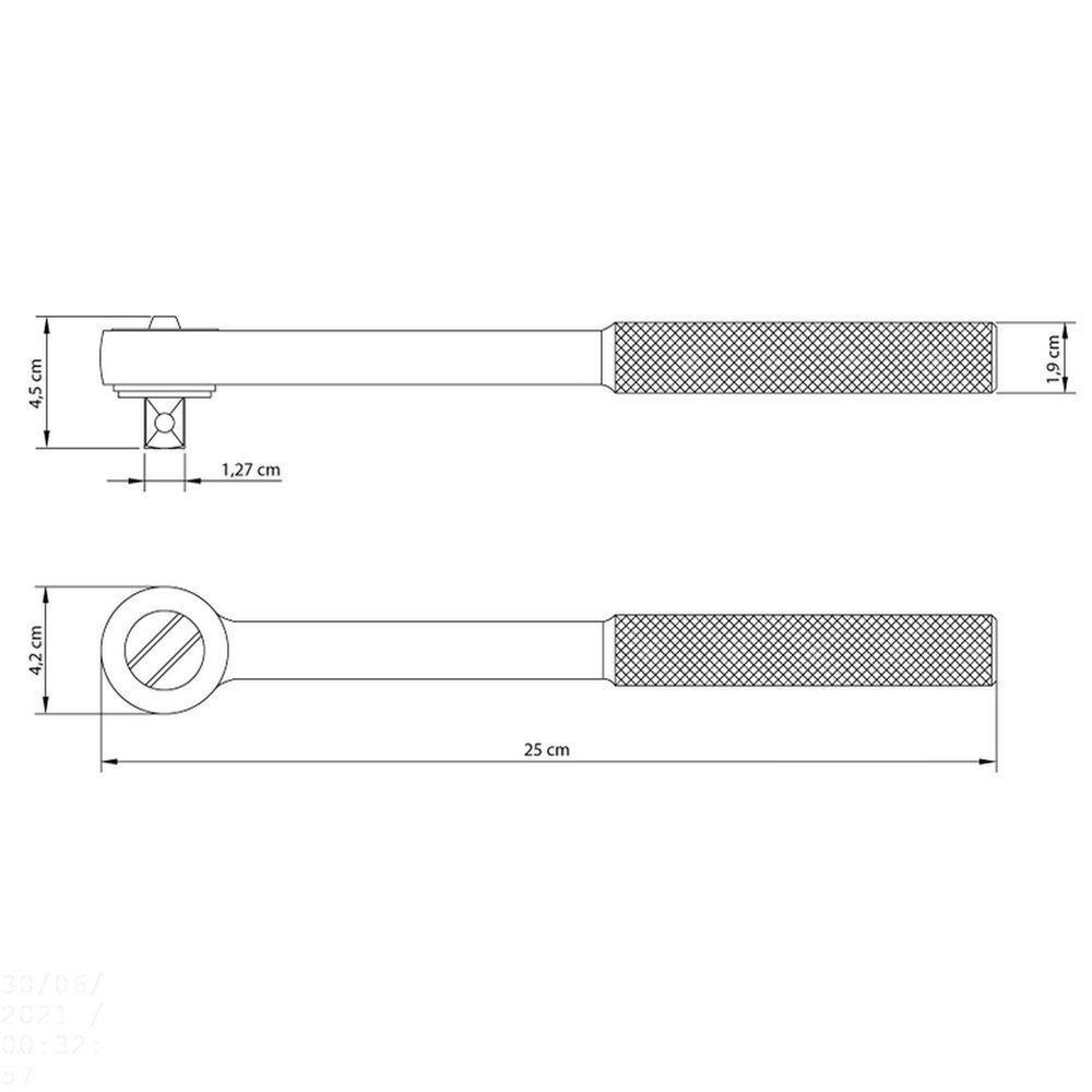 Catraca Usinada 10" Encaixe 1/2" Tramontina Em Aço Cromo Vanádio Com Acabamento Cromado Tramontina - 2
