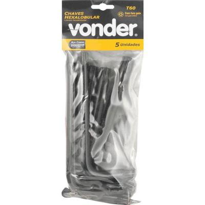 Chave Hexalobular T60 Furo Guia Crv 05 Peças Vonder