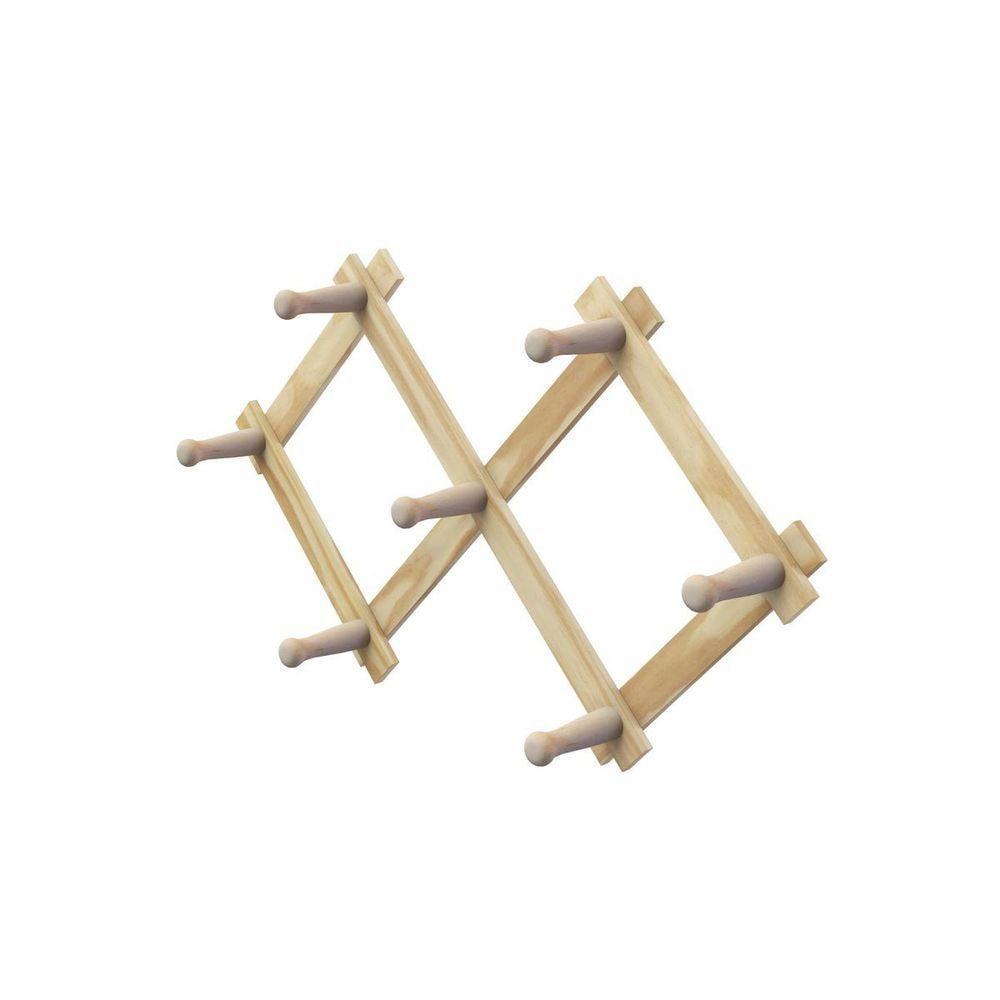 Cabide Sanfonado De Parede Em Madeira Pinus - Stolf 7 Pinos - 1