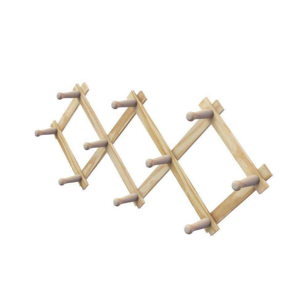 Cabide Sanfonado De Parede Em Madeira Pinus - Stolf 10 Pinos - 1