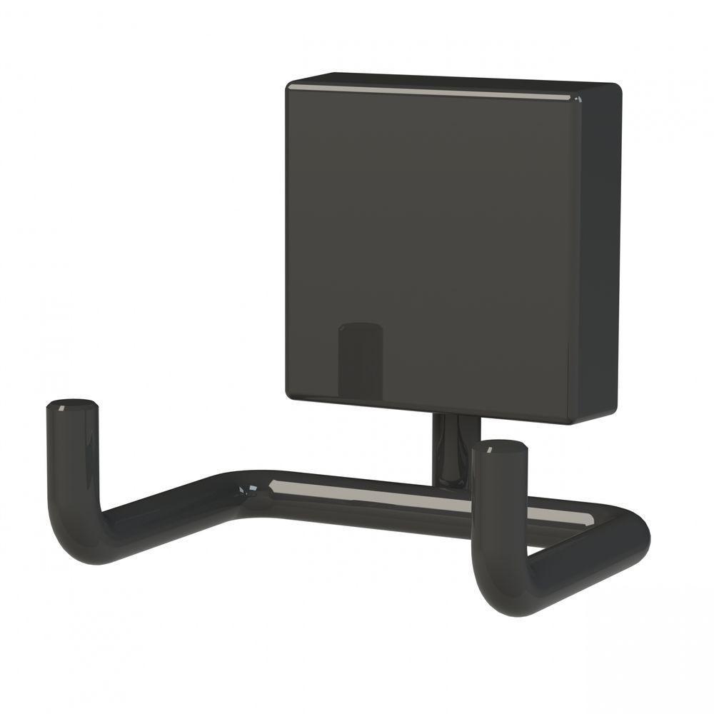 Cabide De Banheiro Duplo Future Preto Ganchos 8510 Pt - 1