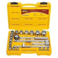 Jogo De Soquetes Estriados Encaixe 1/2" Em Aço Cromo Vanádio Com Acabamento Cromado E Mal - 1