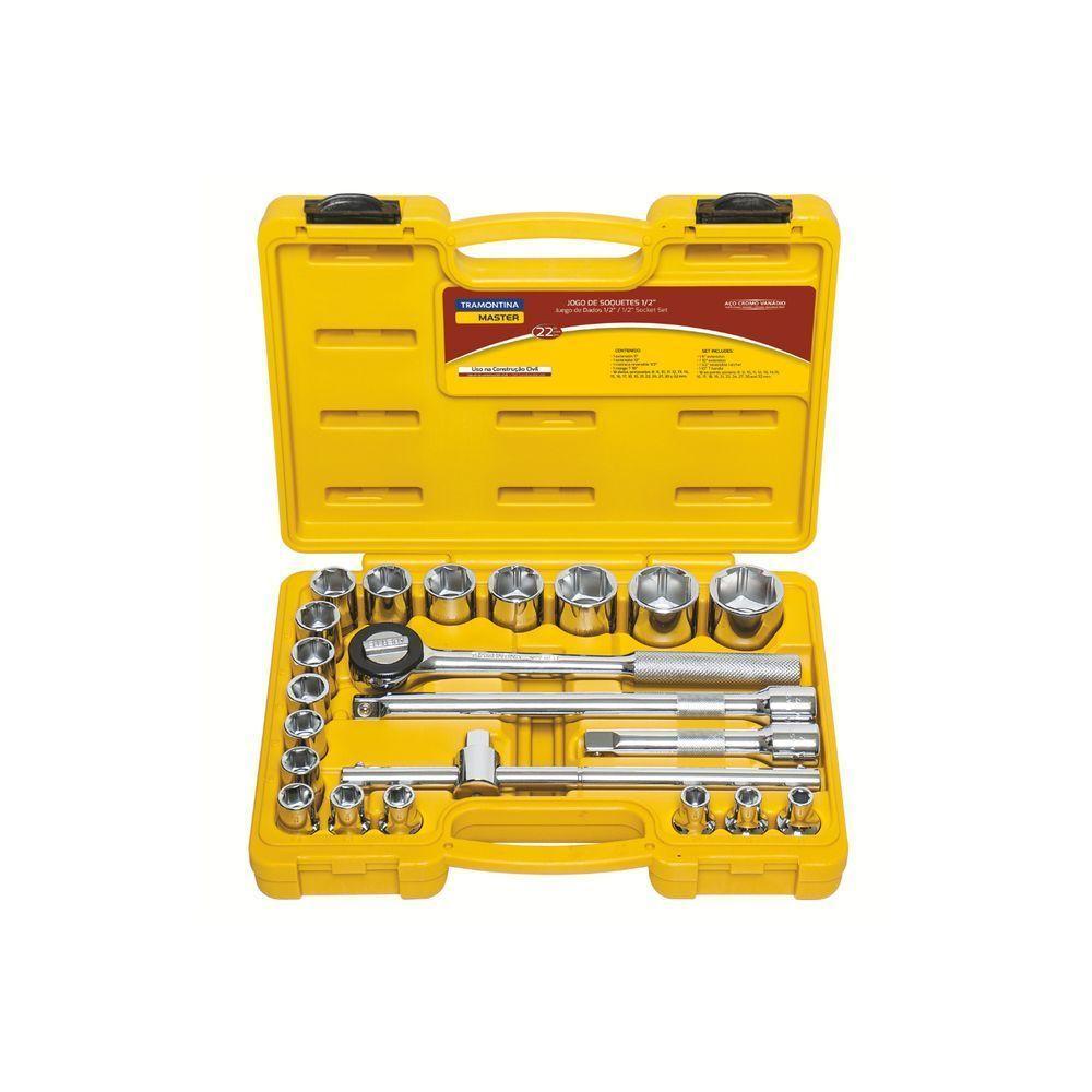 Jogo De Soquetes Sextavados Encaixe 1/2" Em Aço Cromo Vanádio Com Acabamento Cromado E Ma - 2