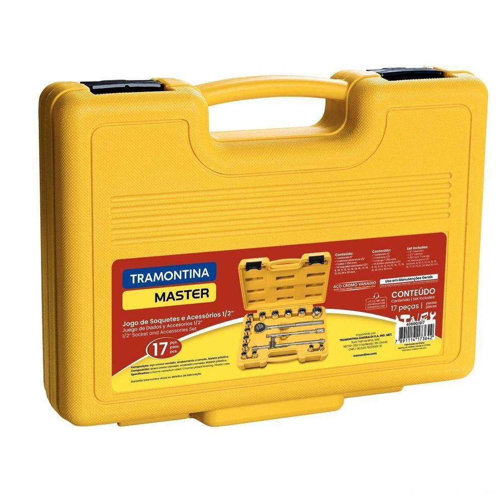 Jogo De Soquetes Estriados Encaixe 1/2" Em Aço Cromo Vanádio Com Acabamento Cromado Maleta 17 Peças - 3