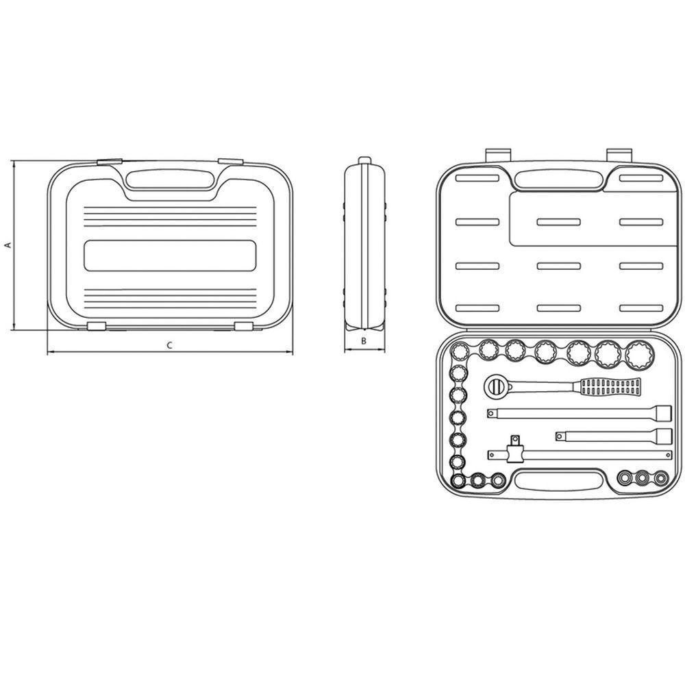 Maleta Com Soquetes Estriados E Acessórios 1/2" Milímetros - 22 Peças Tramontina Pro Tramontina - 2