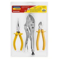 Kit De Ferramentas Com Alicate De Pressão 10" Alicate Corte Diagonal 6" E Alicate Bico Me - 1