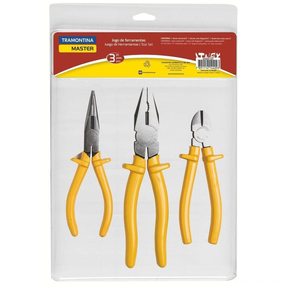 Kit De Ferramentas Com Alicate De Bico 6" Alicate Universal 8" E Alicate Corte Diagonal 6 - 1