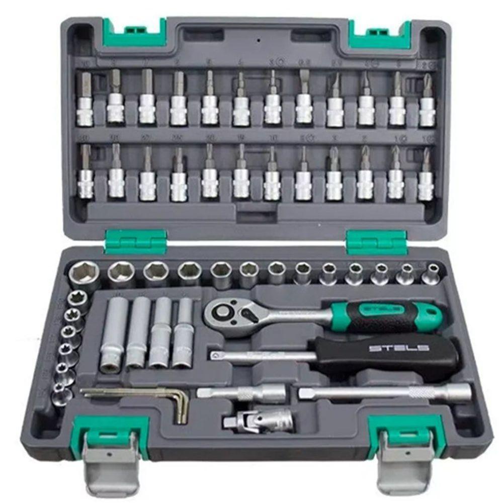 Kit Ferramenta Jogo Soquete 57 Peças 1/4 Catraca Chave Allen - 1