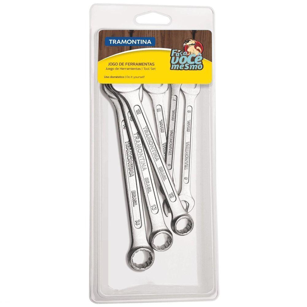 Jogo De Chaves Fixas E Combinadas Com Corpo Em Aço Especial Cromado Temperado 6 Peças - 3