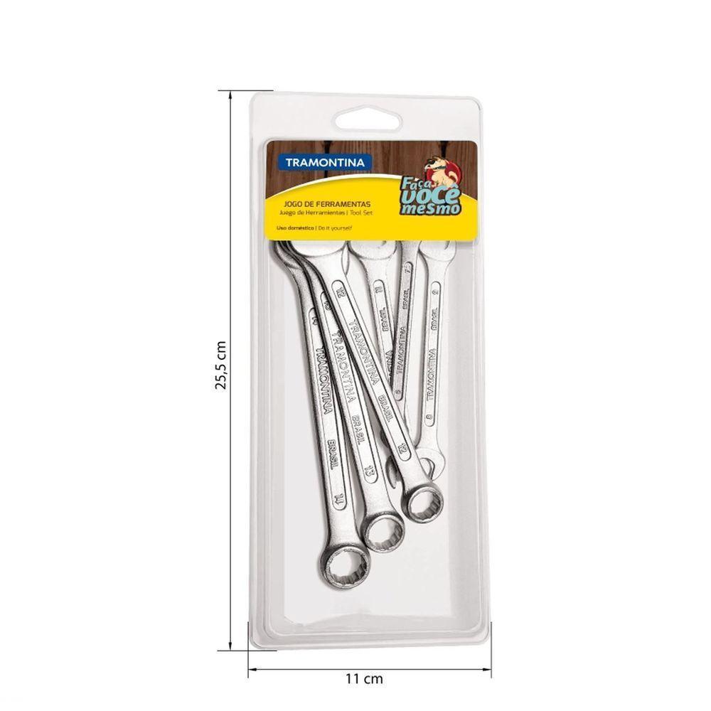 Jogo De Chaves Fixas E Combinadas Com Corpo Em Aço Especial Cromado Temperado 6 Peças - 4