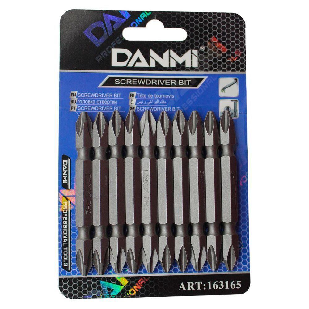 Conjunto De Ponteira Pontas Duplas Chave Phillips Ph2 10 Peças Danmi® - 1