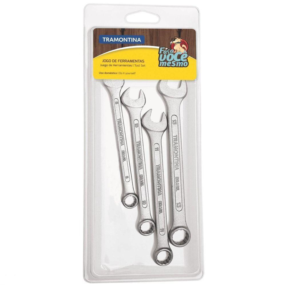 Jogo De Chaves Combinadas Tramontina Com Corpo Em Aço Especial Cromado 4 Peças Tramontina - 1