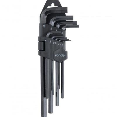 Jogo Chave Alen 1,5-10,0Mm Tipo L Curta C/ 9 Peças Vonder