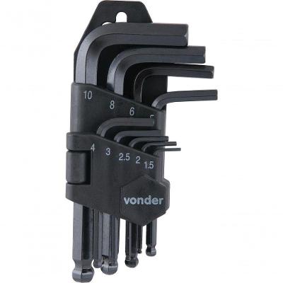 Jogo Chave Hexagonal Allen 1,5-10,0mm Tipo L Abaulada Curta