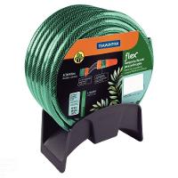 Mangueira Flex Verde Em Pvc 3 Camadas 15 M Com Engate Rosqueado, Esguicho E Suporte Mural - 1