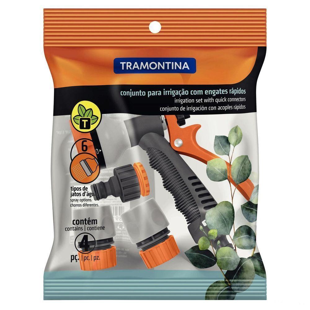 Conjunto Para Irrigação Tramontina Com Engates Rápidos E Hidropistola 4 Peças Tramontina - 4