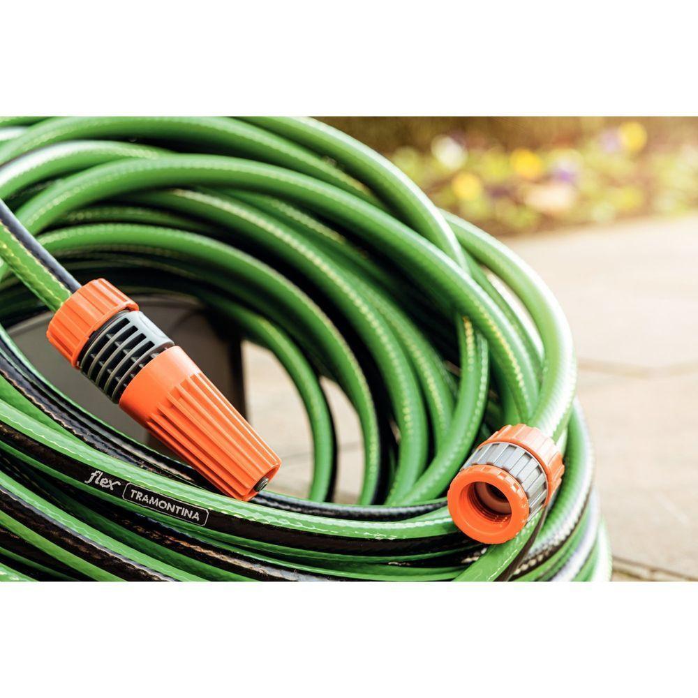 Mangueira Flex Para Jardim Verde Com Faixa Preta Em Pvc 4 Camadas 25 M Com Engate Rosquea - 2