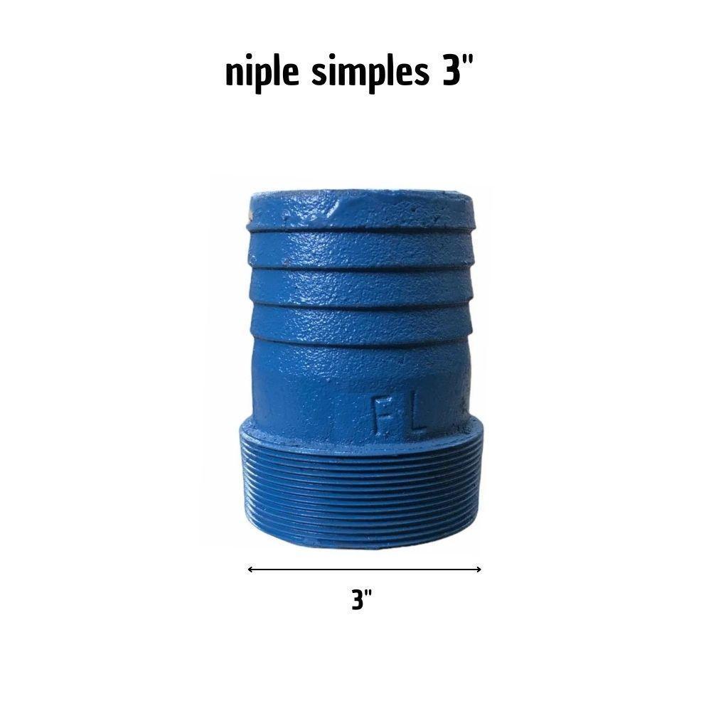 Niple Simples De Ferro Fundido Para Mangote Tamanho 3" Azul - 2