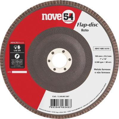 Flap Disc 7" G120 Costado Fibra Reto P/ Aço Carbono Nove54