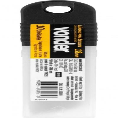 Lâmina Para Estilete Largo 18Mm Tubete 10 Peças Vonder