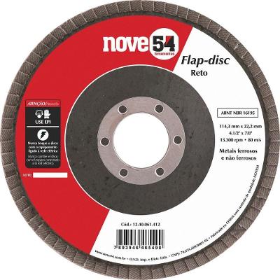 Flap Disc 4.1/2 G50 Costado Fibra Reto Para Aço Carbono - N