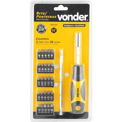 Jogo Bits Ponteira Crv Com 28 Peças Enc 1/4 Vonder