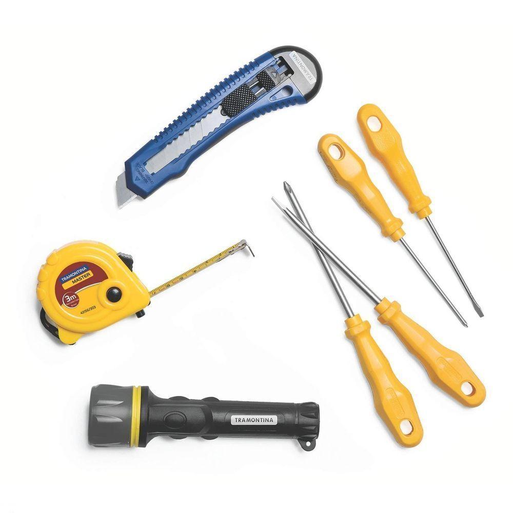 Kit De Ferramentas Tramontina Com Trena Lanterna Estilete E Chaves De Fenda 7 Peças Tramontina - 1