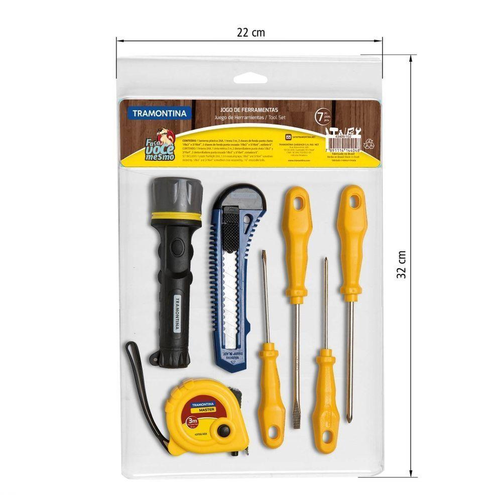 Kit De Ferramentas Tramontina Com Trena Lanterna Estilete E Chaves De Fenda 7 Peças Tramontina - 2