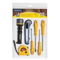 Kit De Ferramentas Tramontina Com Trena Lanterna Estilete E Chaves De Fenda 7 Peças Tramontina