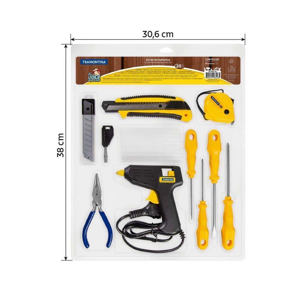 Kit De Ferramentas Com Pistola De Cola Quente Chaves De Fenda Trena Alicate Estilete Mini - 4