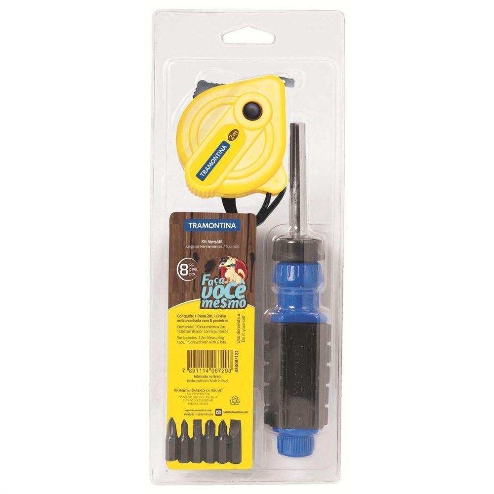 Kit De Ferramentas Com Ponteiras Chave Com Adaptador E Trena Para Uso Doméstico 8 Peças - 1