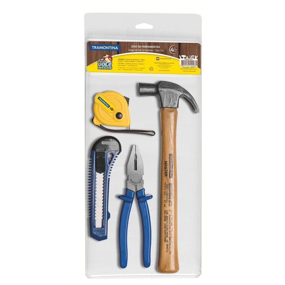Kit De Ferramentas Tramontina Com Martelo Estilete Alicate E Trena 4 Peças Tramontina - 4