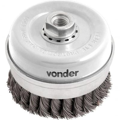 Escova Copo Torcida 4 Rosca M14 Aço Carbono Polido 8500Rpm