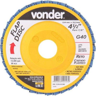 Flap Disc 4.1/2 G40 Costado Pvc Reto Para Aço Carbono E Ino