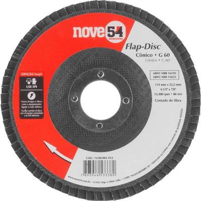 Flap-Disc Cônico 4.1/2" G60 Costado Fibra - Nove54