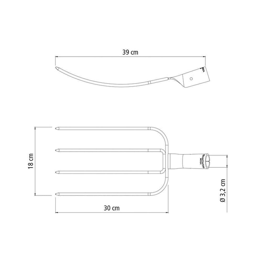 Forcado Reto De Arame Com 4 Dentes Tramontina Em Aço Sem Cabo Tramontina - 3