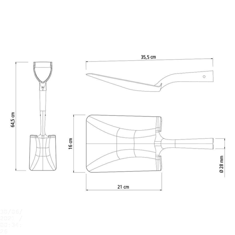Pá Quadrada Pequena Em Aço Com Cabo De Madeira 45 Cm Com Empunhadura Plástica Reta Ergonô - 2