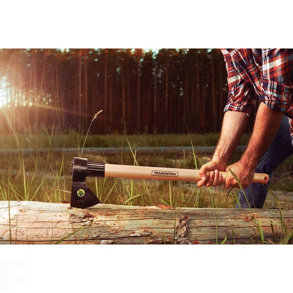 Machado Soldado Com Cabeça Redonda Tramontina Em Aço Com Cabo De Madeira 90 Cm Tramontina - 2