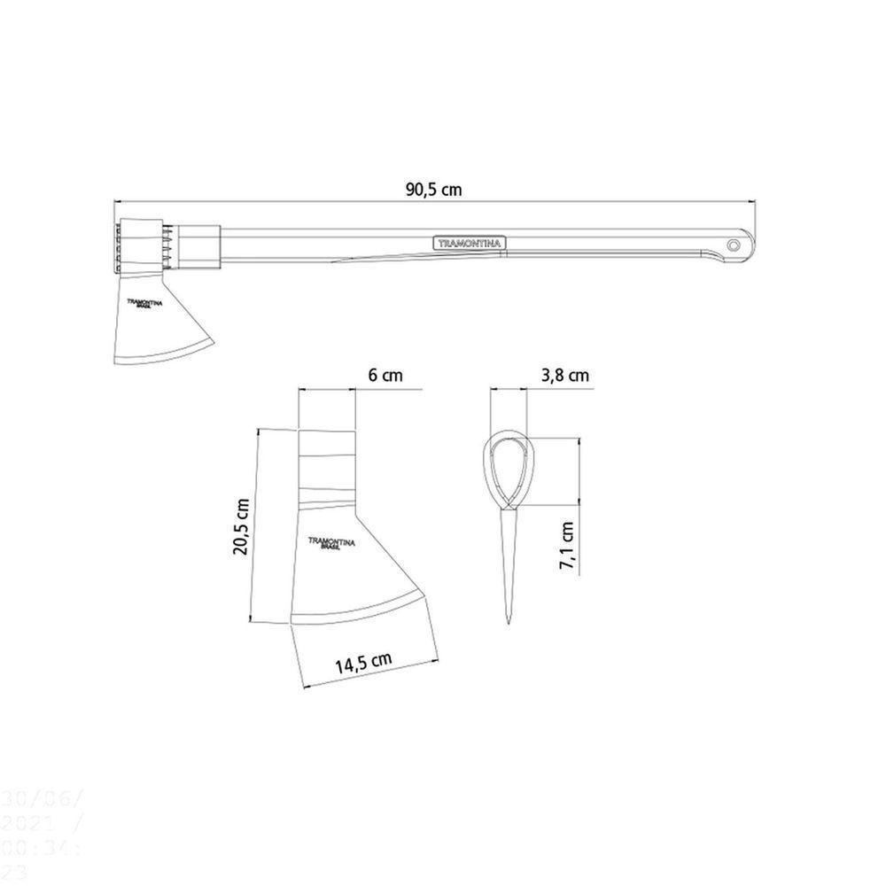 Machado Soldado Com Cabeça Redonda Tramontina Em Aço Com Cabo De Madeira 90 Cm Tramontina - 3