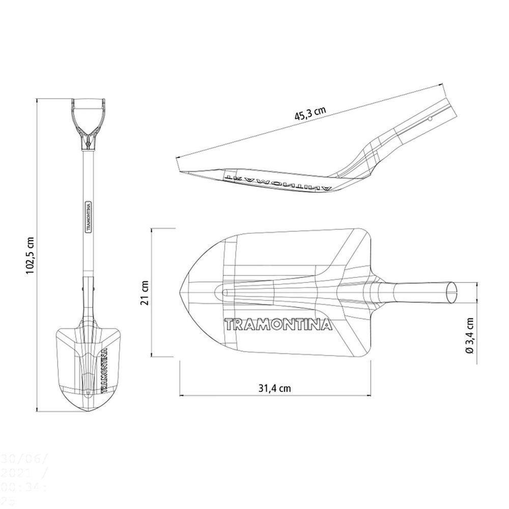Pá De Bico 460/20 Em Aço Com Cabo De Madeira 71 Cm Com Empunhadura Plástica Curva Ergonôm - 4