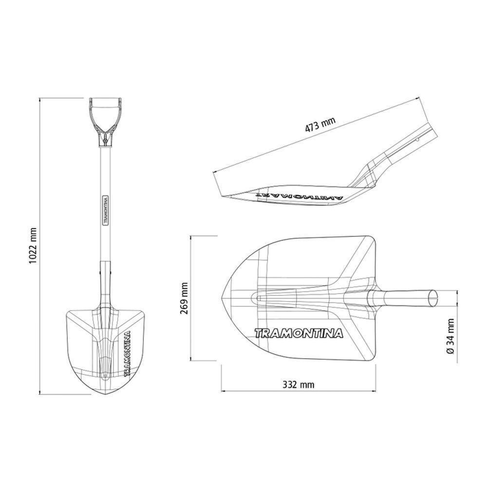 Pá De Bico 405/30 Em Aço Com Cabo De Madeira 71 Cm Com Empunhadura Plástica Curva Ergonôm - 4