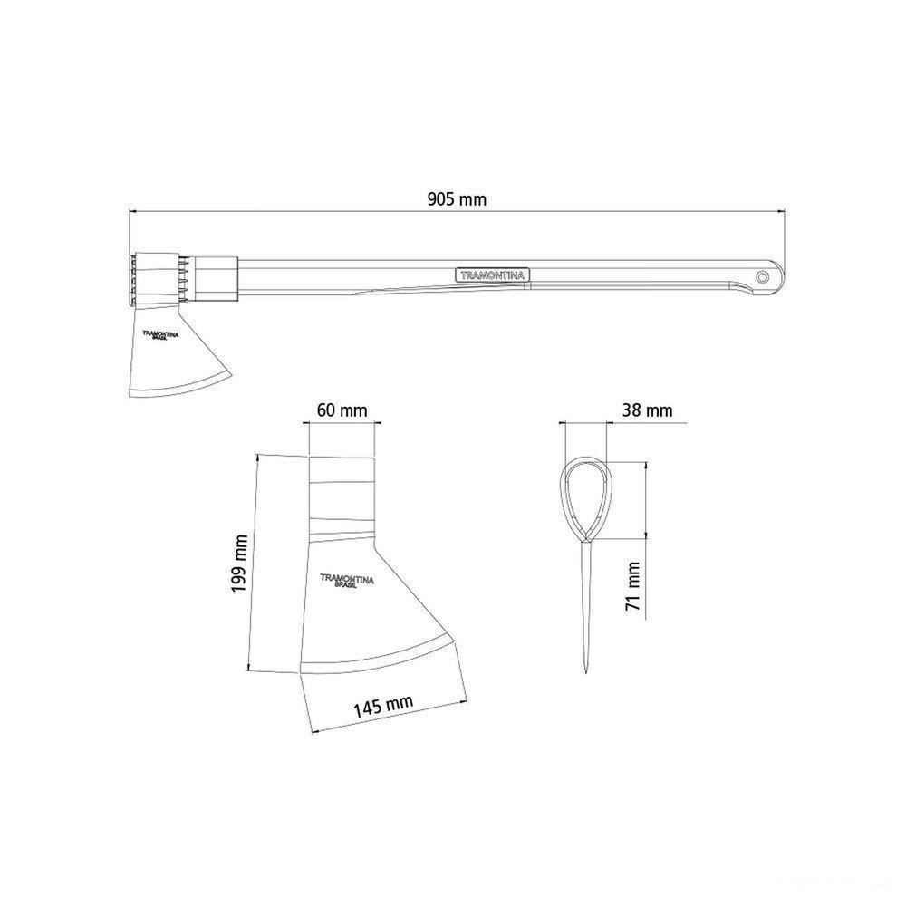Machado Soldado Com Cabeça Redonda Tamanho 3.5 Em Aço Com Cabo De Madeira 90 Cm - 3
