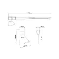 Machado Soldado Com Cabeça Redonda Tamanho 3.5 Em Aço Com Cabo De Madeira 90 Cm - 3