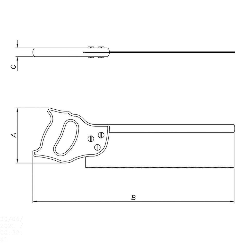 Serrote Costa Profissional 12" Com 12 Dentes Por Polegada Em Aço Carbono Com Cabo De Made - 2