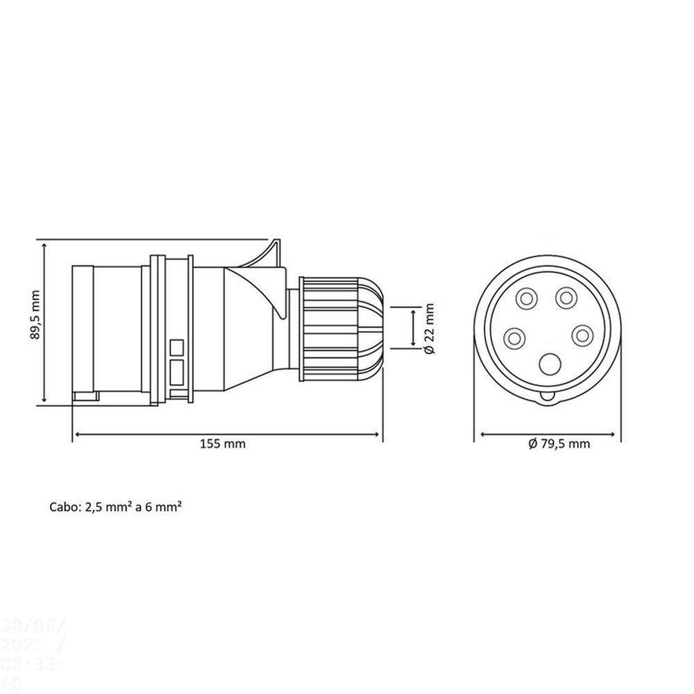 Plugue Móvel Industrial 3p+n+t 32 A 380-415 Vca 6 H Tramontina Tramontina - 2