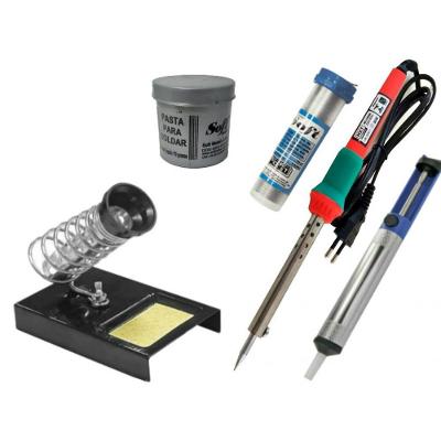 Kit Ferro de Solda, Suporte, Sugador, Solda Fio, Pasta 127v 60w